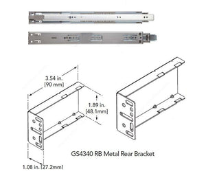 Richelieu GS4270 Series Kit Full Extension Soft-Close Drawer Slides with Rear Metal Brackets – 16" to 28" Lengths (One Pair)