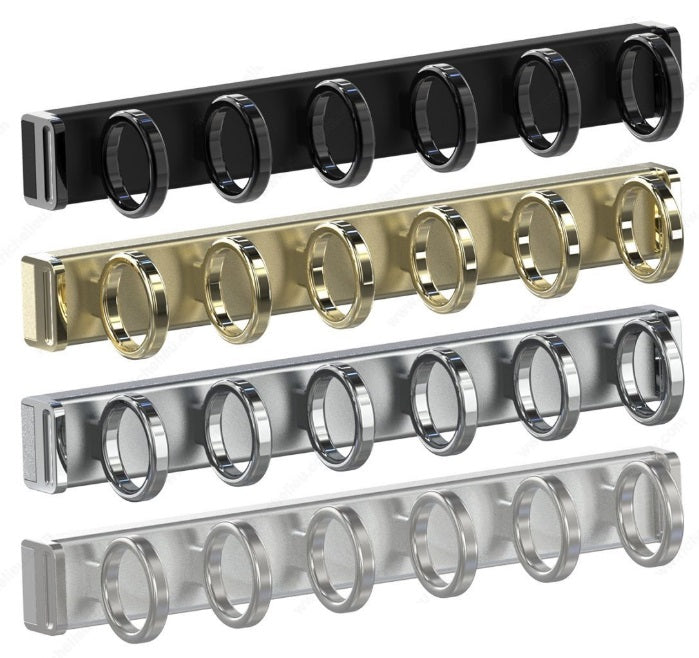 Richelieu 6-Rings Designer Wardrobe Reversible Closet Scarf Rack with Pullout Extension