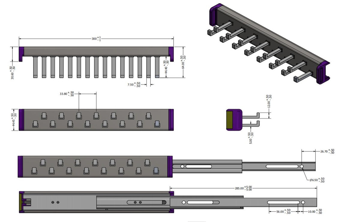 15-Hooks Designer Wardrobe Reversible Closet Tie Rack with 11.22 Inch Pullout Extension