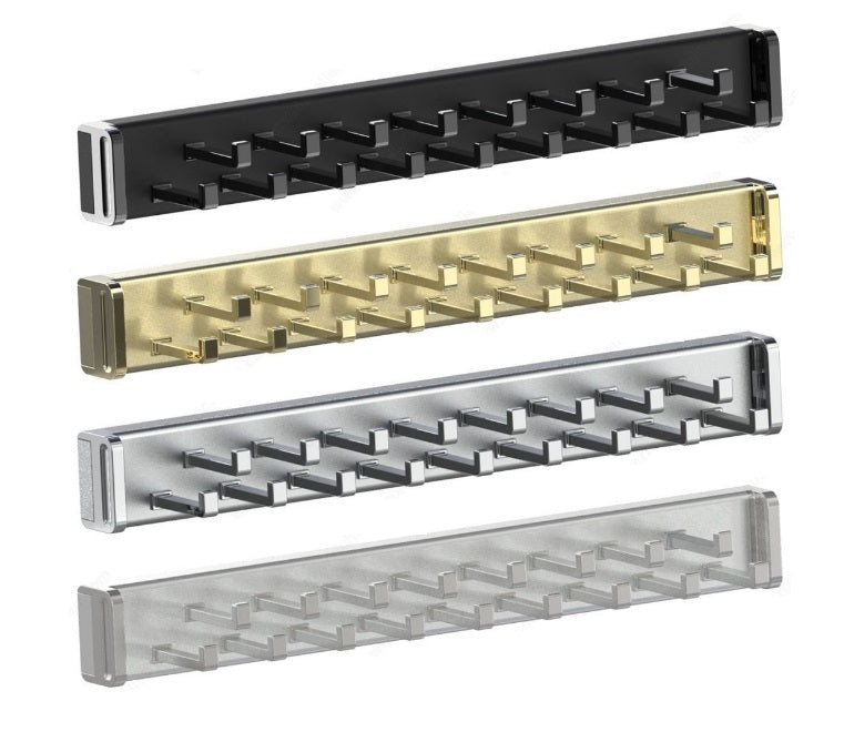 Richelieu 17-Hooks Designer Wardrobe Reversible Closet Tie Rack with 12 Inch Pullout Extension