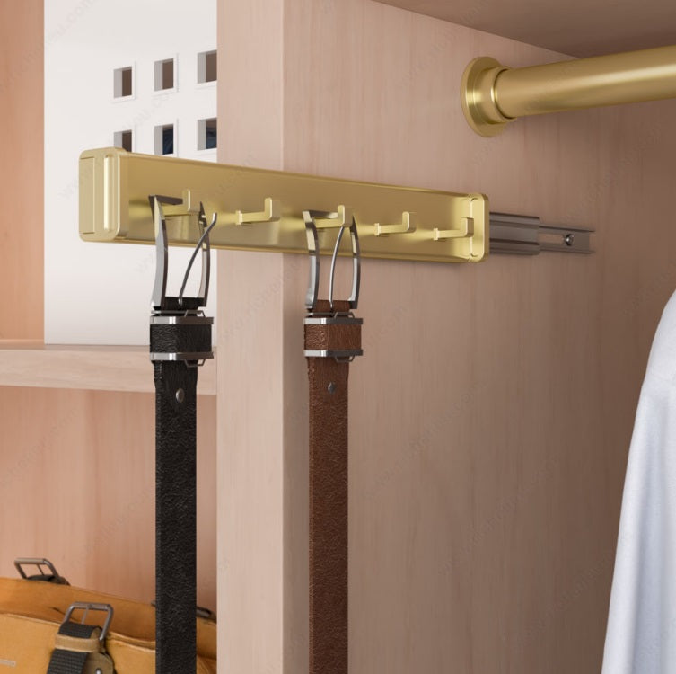 Richelieu 5-Hooks Designer Wardrobe Reversible Closet Belt Rack with 11 Inch Pullout Extension