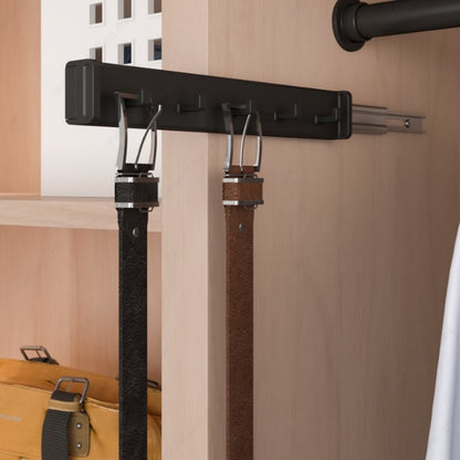 Richelieu 5-Hooks Designer Wardrobe Reversible Closet Belt Rack with 11 Inch Pullout Extension