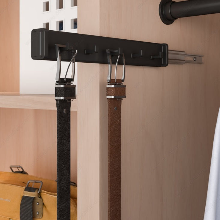 Richelieu 5-Hooks Designer Wardrobe Reversible Closet Belt Rack with 11 Inch Pullout Extension