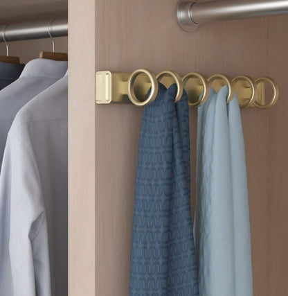 Richelieu 6-Rings Designer Wardrobe Reversible Closet Scarf Rack with Pullout Extension