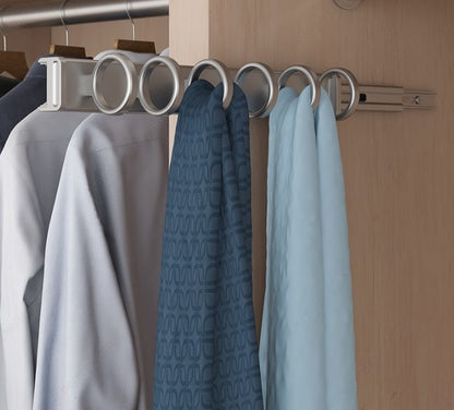 Richelieu 6-Rings Designer Wardrobe Reversible Closet Scarf Rack with Pullout Extension