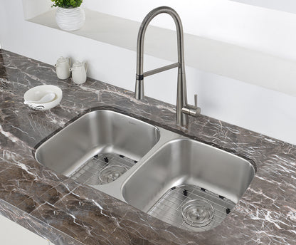 Ruvati Parmi 32-inch Undermount 50/50 Double Bowl 16 Gauge Stainless Steel Kitchen Sink – RVM4300