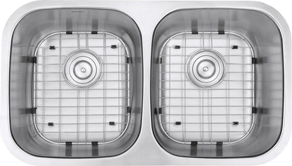 Ruvati Parmi 32-inch Undermount 50/50 Double Bowl 16 Gauge Stainless Steel Kitchen Sink – RVM4300