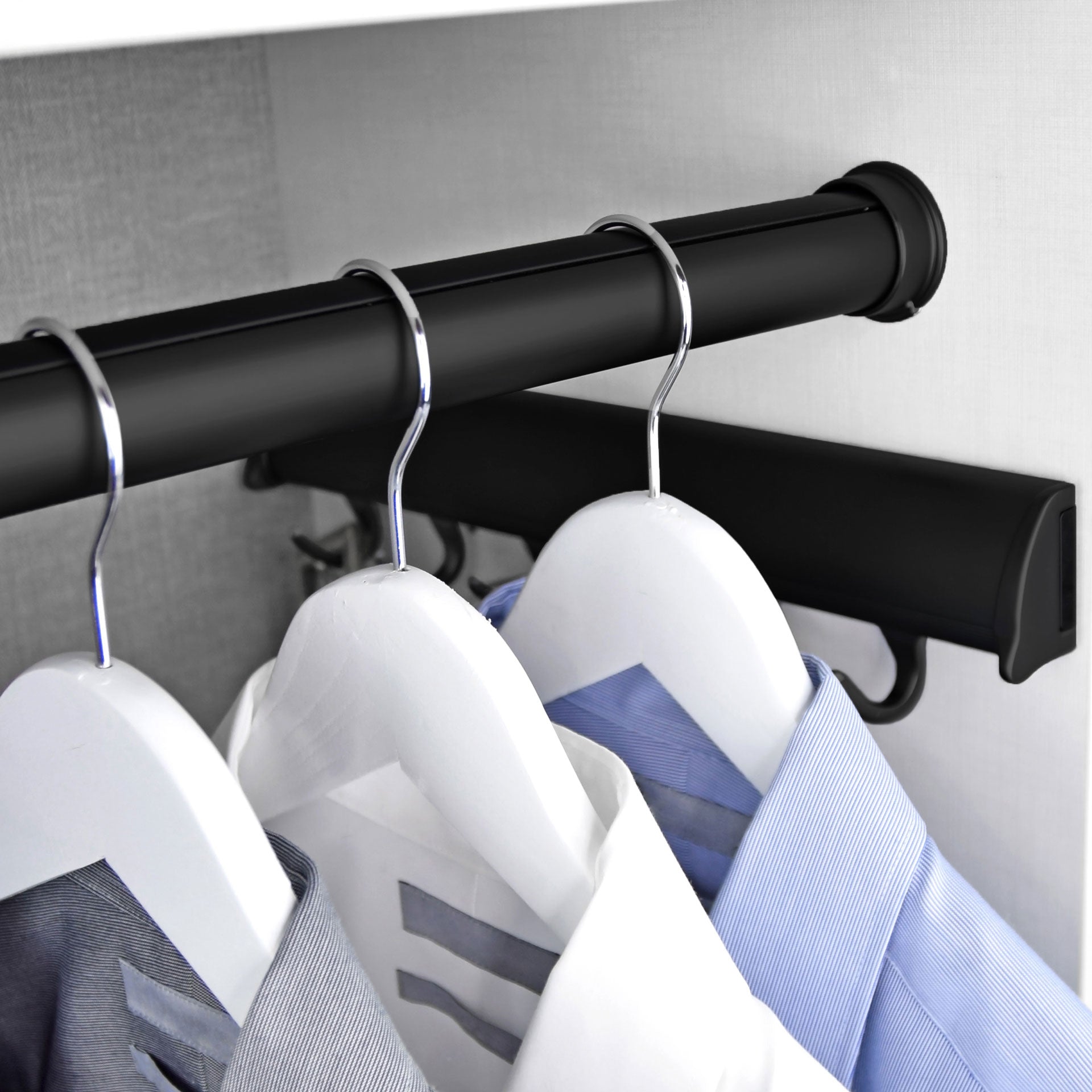 TAG Hardware Premium 1-5/16” Diameter Round Wardrobe Closet Rod with End Supports and Protective Insert Cap