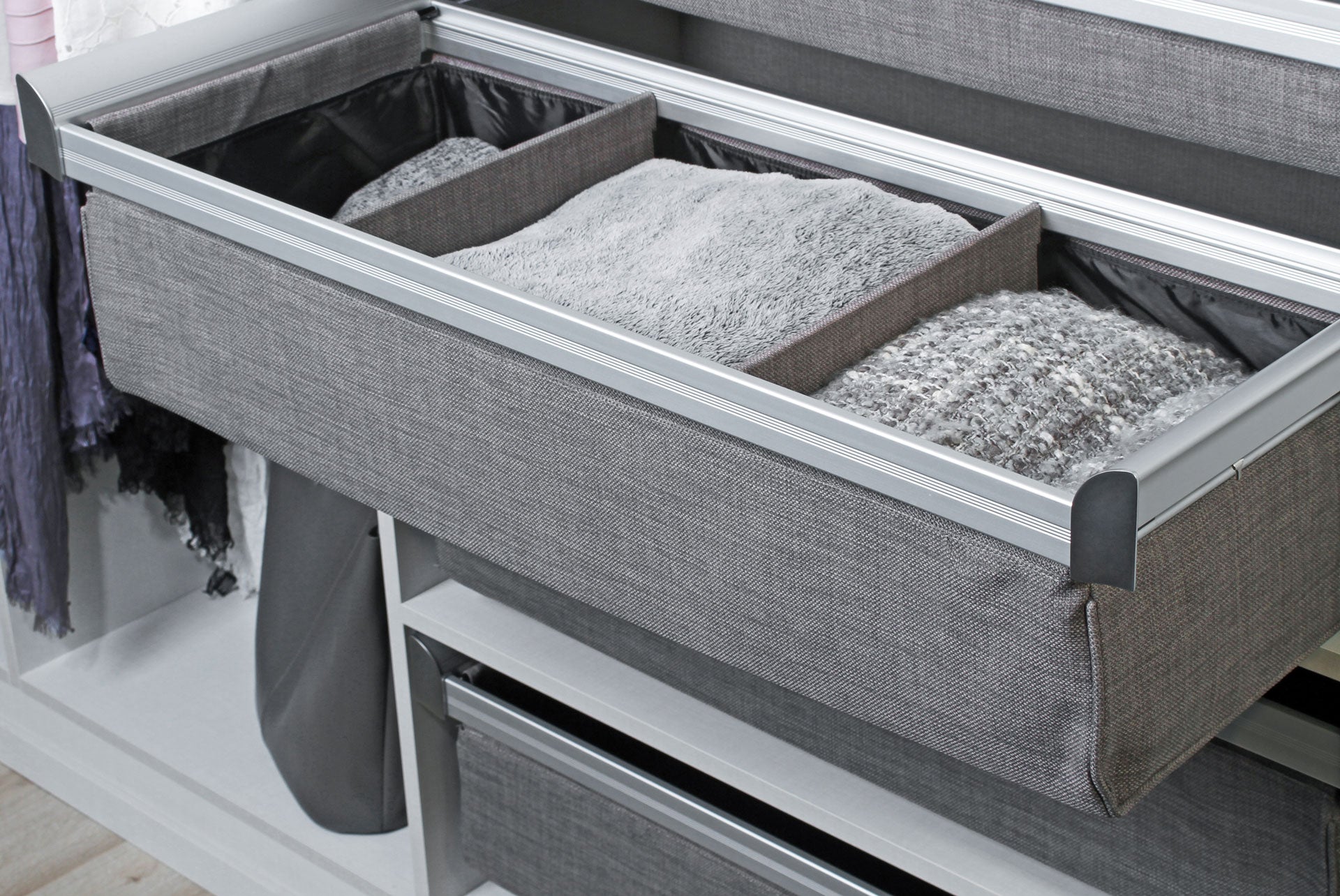 TAG Hardware ENGAGE Deep Drawer Divider Full Extension Soft-Close Undermount Slides for Sweater and Jeans Organizer