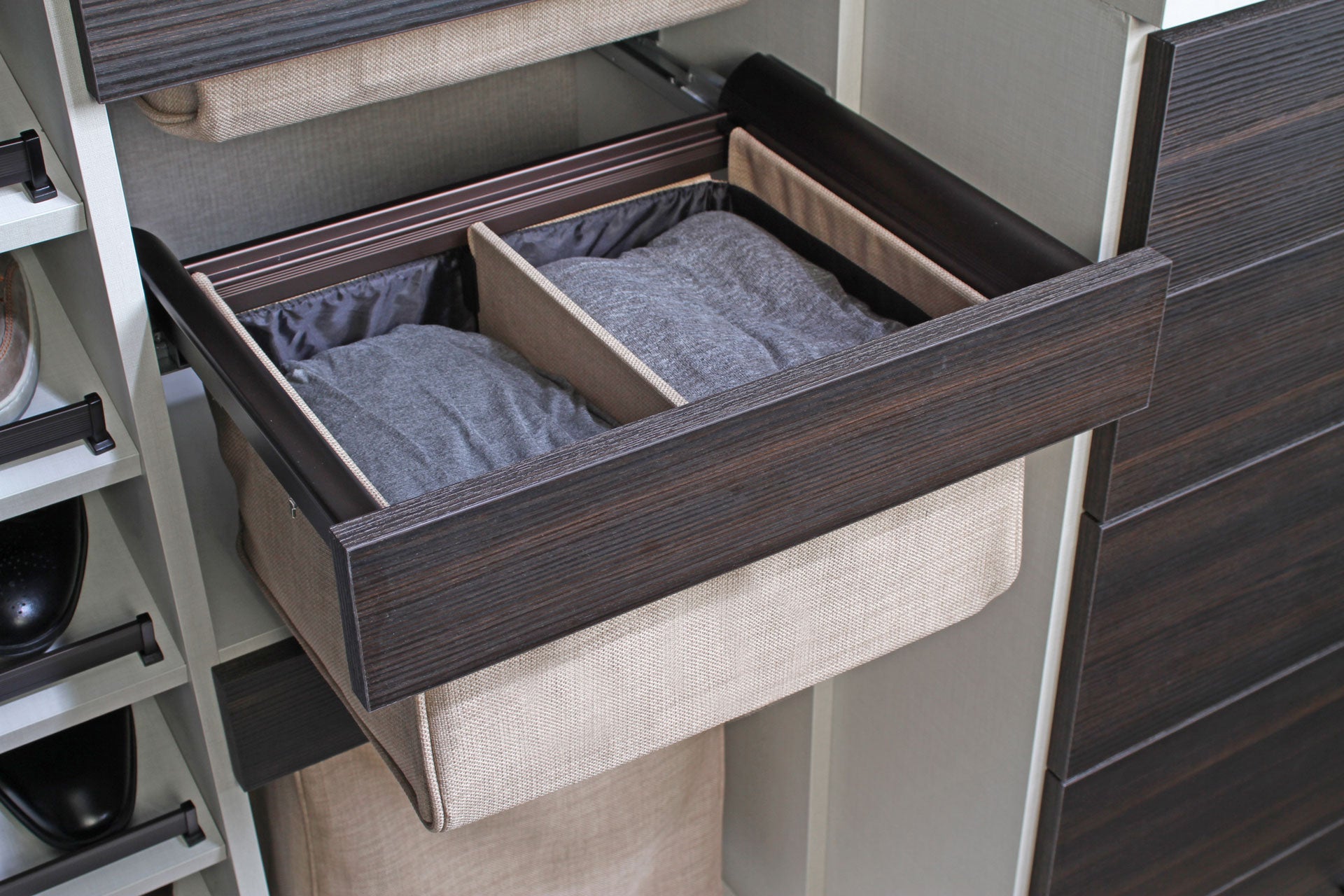 TAG Hardware ENGAGE Deep Drawer Divider Full Extension Soft-Close Undermount Slides for Sweater and Jeans Organizer