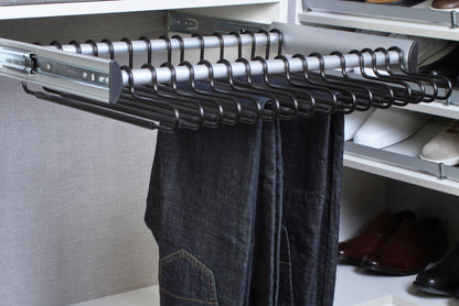 TAG Hardware SYNERGY Pull-Out Pant Rack Closet Organizer with Soft Close Slides and Pant Hangers