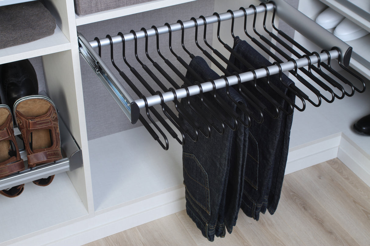 TAG Hardware Pullout Pant Rack Closet Organizer with Plastic Strips and Soft Closing Slides
