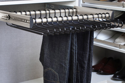 TAG Hardware SYNERGY Pull-Out Pant Rack Closet Organizer with Soft Close Slides and Pant Hangers