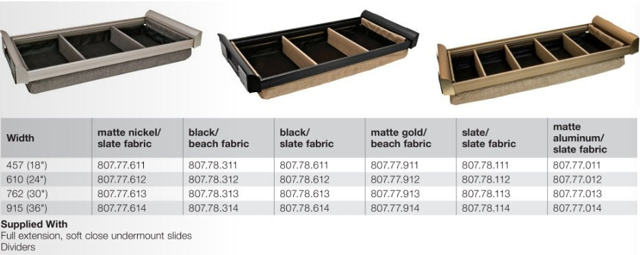 TAG Hardware Engage Pullout Lingerie Organizer | Soft-Close Undermount Slides, 14-Inch Depth