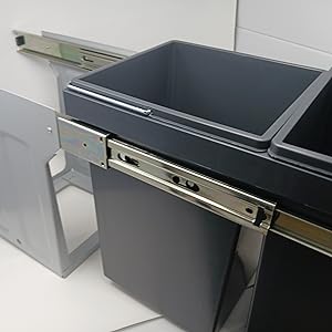 Hailo Tandem 30 Liters Pullout Bottom Mount Double Bin Trash System with Over Travel Slides Made in Germany