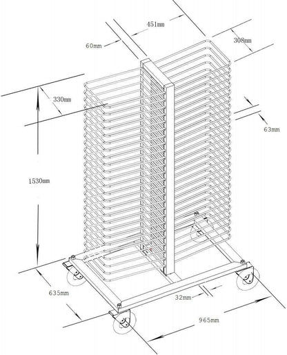 All - Metal Heavy - Duty Construction Multipurpose Versatile Material Handling Rack with 5 Inch Wheels - KI Home