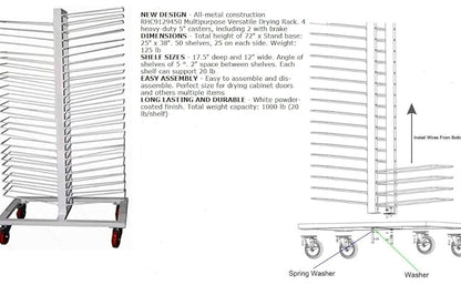 All - Metal Heavy - Duty Construction Multipurpose Versatile Material Handling Rack with 5 Inch Wheels - KI Home