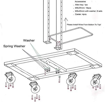 All - Metal Heavy - Duty Construction Multipurpose Versatile Material Handling Rack with 5 Inch Wheels - KI Home