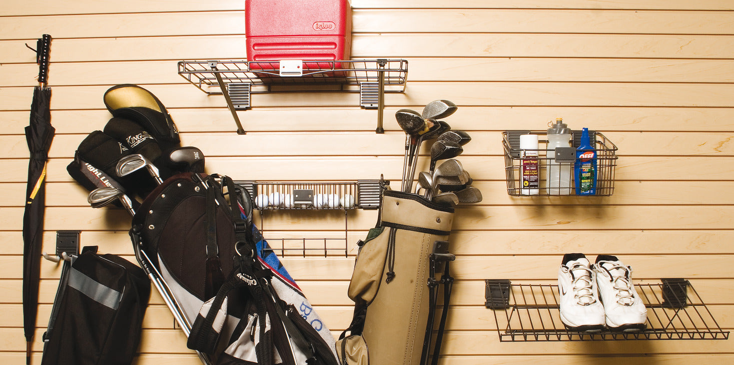 HandiWALL® Golf Accessory Kit with Locks – 6-Piece Set | Heavy-Duty Steel | Graphite Finish
