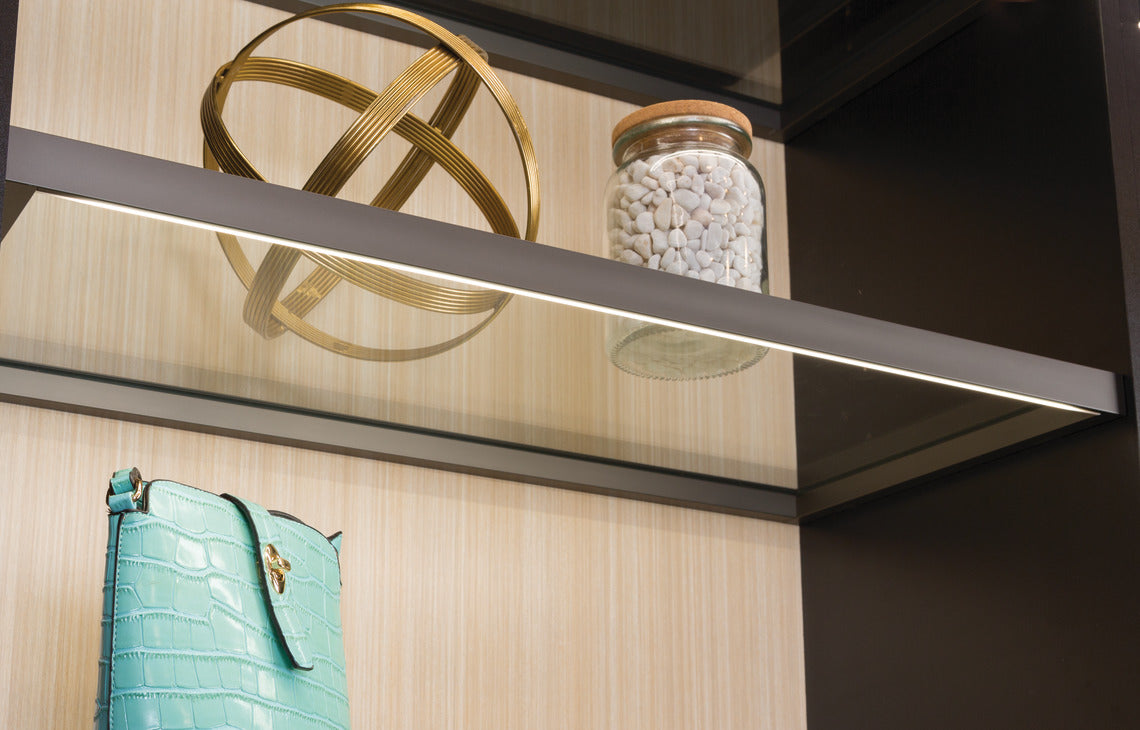 TAG Hardware Illuminated Glass Shelf Cool White Light (4000K) with 12V Loox LED Lighting