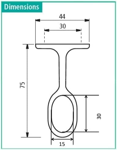 Center Oval Wardrobe Rod Support Bracket - Metal, 15x30mm, with Screws - KI Home