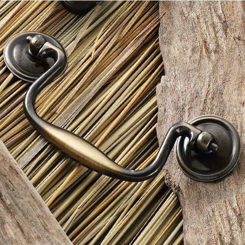 Classic Drop Knocker Bail Cabinet Handle | 4" Center - to - Center | Antique English Brass Finish - KI Home
