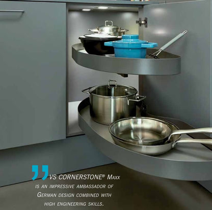 Vauth-Sagel VS CORNERSTONE® MAXX Planero Base Cabinet Pullout 2-Shelf Lazy Susan for Blind Corner Cabinets