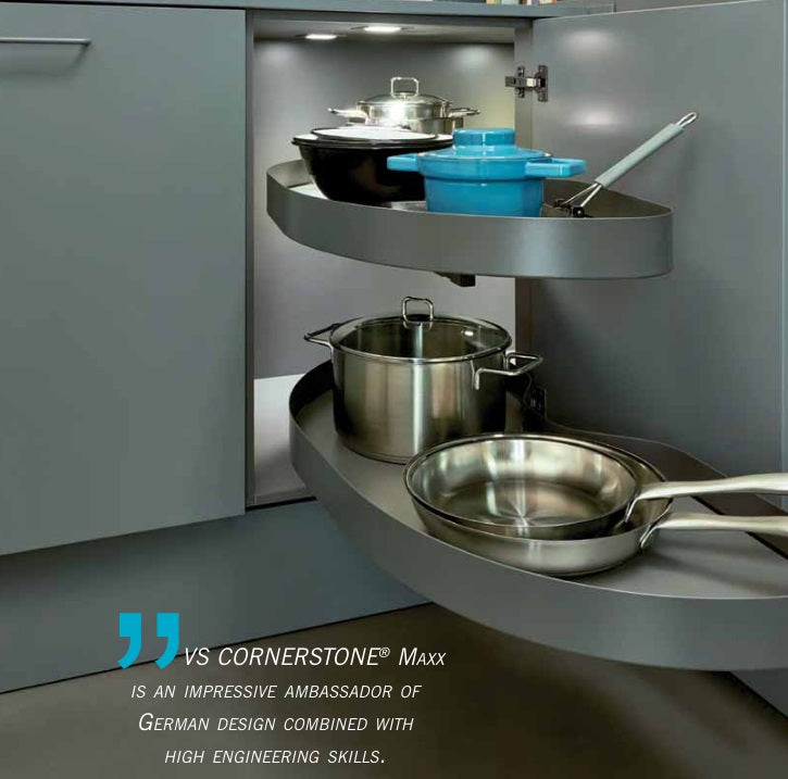 Vauth-Sagel VS CORNERSTONE® MAXX Planero Base Cabinet Pullout 2-Shelf Lazy Susan for Blind Corner Cabinets