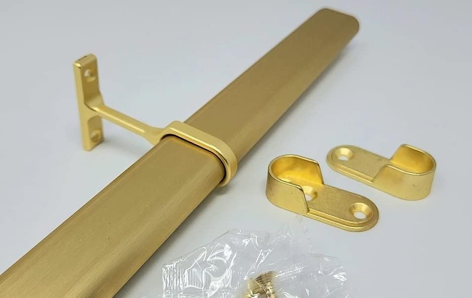 Custom - Cut Aluminum Oval Closet Rod with End Supports – Matte Brass Finish | 12"–92" Length | Made to Order - KI Home