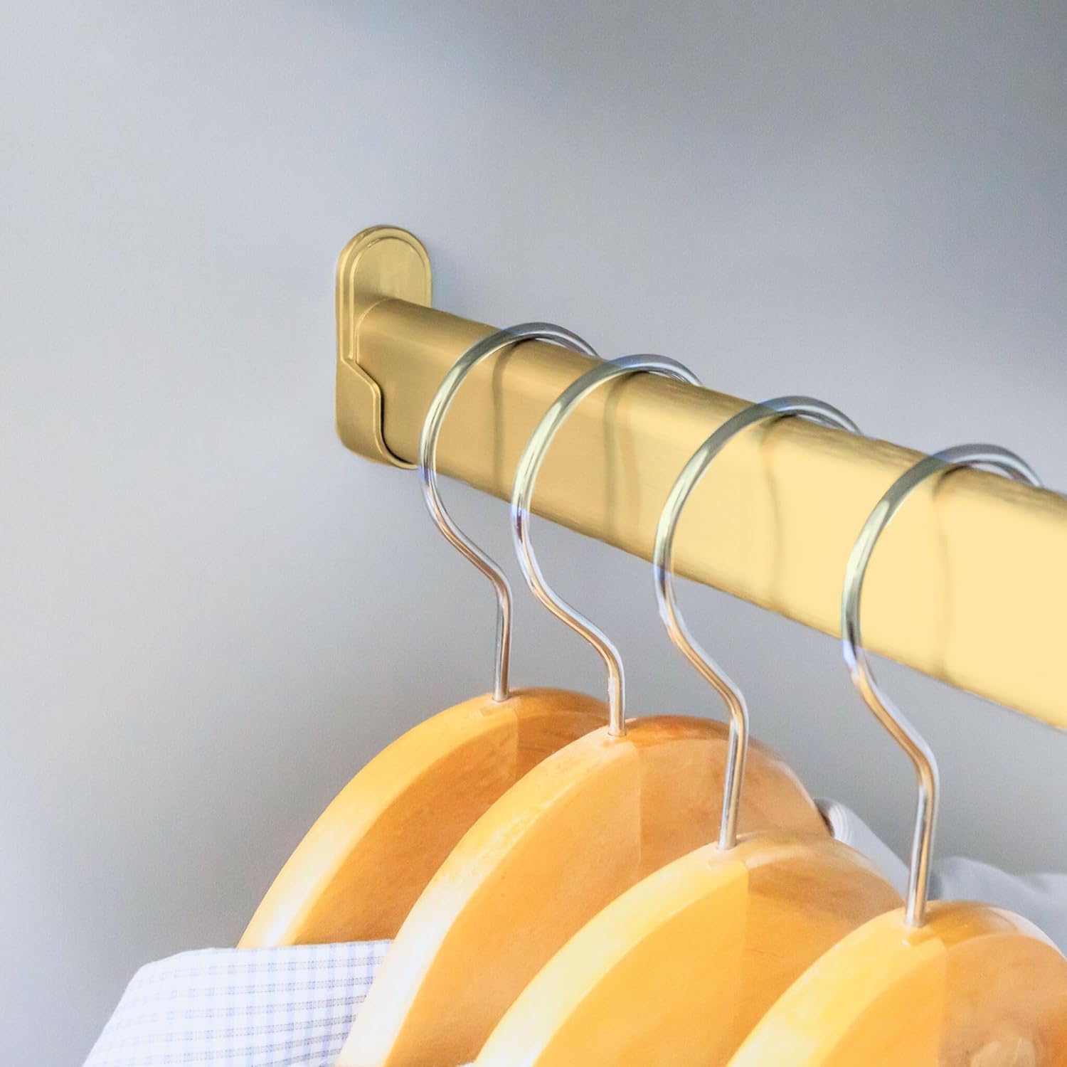 Custom - Cut Aluminum Oval Closet Rod with End Supports – Matte Brass Finish | 12"–92" Length | Made to Order - KI Home