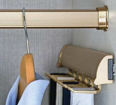 Custom Cut - to - Size Concave Closet Rod | Made - to - Order Wardrobe Hanging Rod with Supports - KI Home