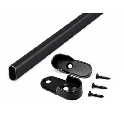 Custom Cut - to - Size Oval Wardrobe Closet Rods with End Supports - Heavy - Duty Steel or Aluminum (12"–92" L) - KI Home