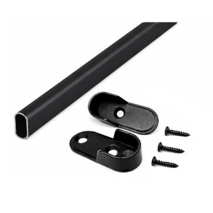 Custom Cut - to - Size Oval Wardrobe Closet Rods with End Supports - Heavy - Duty Steel or Aluminum (12"–92" L) - KI Home