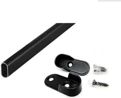 Custom Cut - to - Size Welded Steel or Aluminum Oval Wardrobe Closet Rod – Includes End Supports & Installation Screws - KI Home