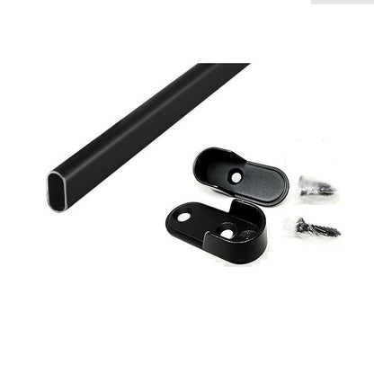 Custom Cut - to - Size Welded Steel or Aluminum Oval Wardrobe Closet Rod – Includes End Supports & Installation Screws - KI Home