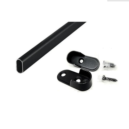 Custom Cut Welded Steel Oval Wardrobe Closet Rod with End Supports Up to 94 Inches Length – Heavy-Duty Construction