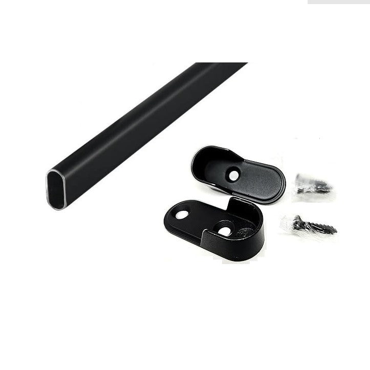 Custom Cut Welded Steel Oval Wardrobe Closet Rod with End Supports Up to 94 Inches Length – Heavy-Duty Construction