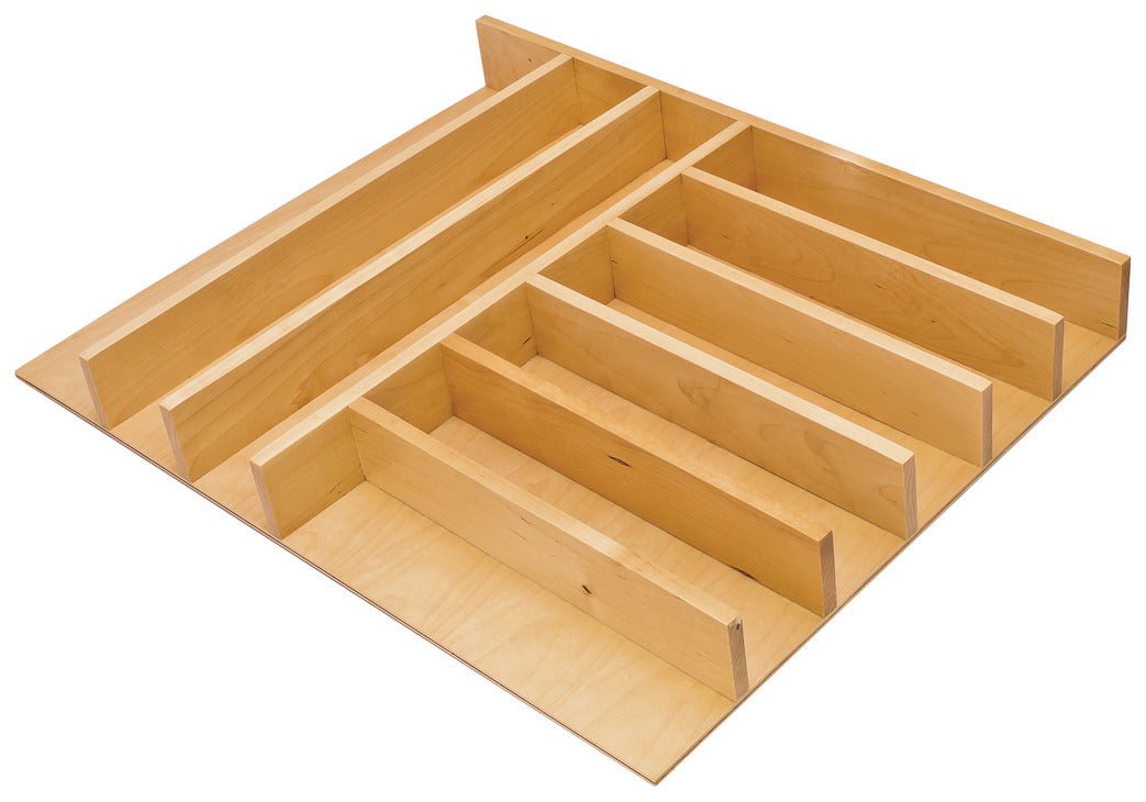 Cutlery Tray Drawer Insert – Birch, Trimmable, Two Width Options, Fits 19 - 1/2" Deep Cabinets - KI Home