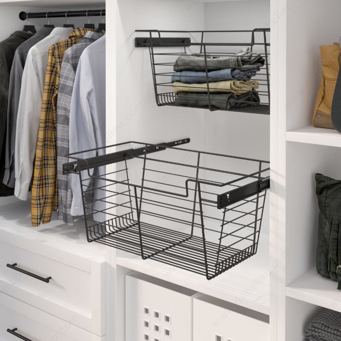 Designer Closet Full Extension Pull - Out Laundry Basket – Premium Steel Wire Construction with Smooth Ball - Bearing Slides - KI Home