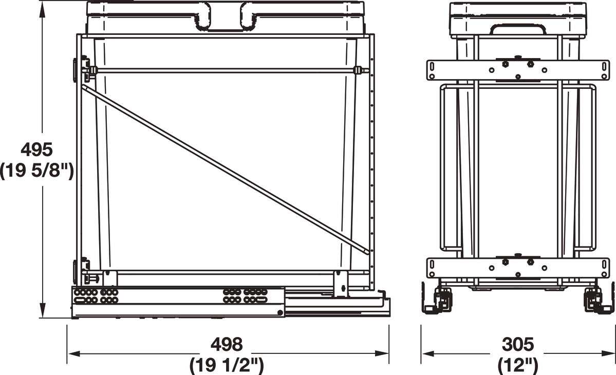 Hafele Pullout Trash System with Soft Close and Door Mounting Brackets I Made in Italy