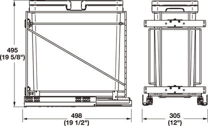 Hafele Pullout Trash System with Soft Close and Door Mounting Brackets I Made in Italy