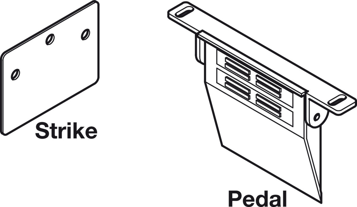 Hands-Free Toe Kick Garbage Can Cabinet Door Opener Foot Pedal with Magentic catch, Counter-plate and Spring-loaded roller arm