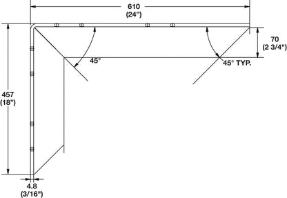 Heavy-Duty Reversible Countertop Support Bracket – Aluminum – Load Capacity 450–650 lbs
