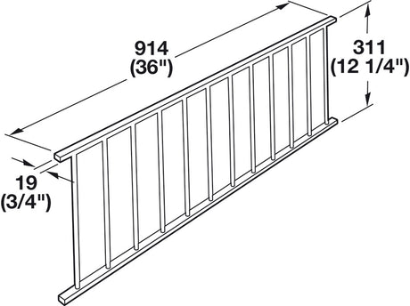 Hafele 541.98.160 Trimmable 36 Inch Long Maple Plate Rack for 13 Plates