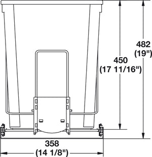 Hafele Double 2 x 36 qt. Waste Trash Bin Soft-Close Pullout System with Handle