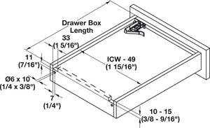 Salice A7555 Futura 16 Concealed Undermount Drawer Slides – Soft Close, Full Extension – Heavy Duty 75 lb Capacity
