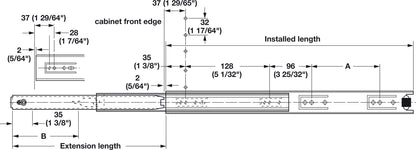 3 Pairs ProPack Accuride 3832 Full Extension 100-lb Ball Bearing Drawer Slides (6"-28" Lengths)