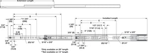 Hafele 3932 EC Full Extension Side-Mounted Soft Close Ball Bearing Drawer Slide Runners, 150 lb. Load Capacity