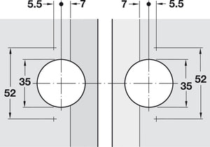 Hafele Miter Flap Cabinet Hinge 1.5mm (1/20'') Wide with 90° Opening Angle for Doors and Flaps