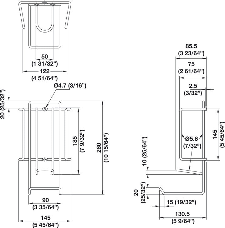 Hafele 520.20.280 Steel Iron Holder Chrome Plated Wall Mount with Cord Storage